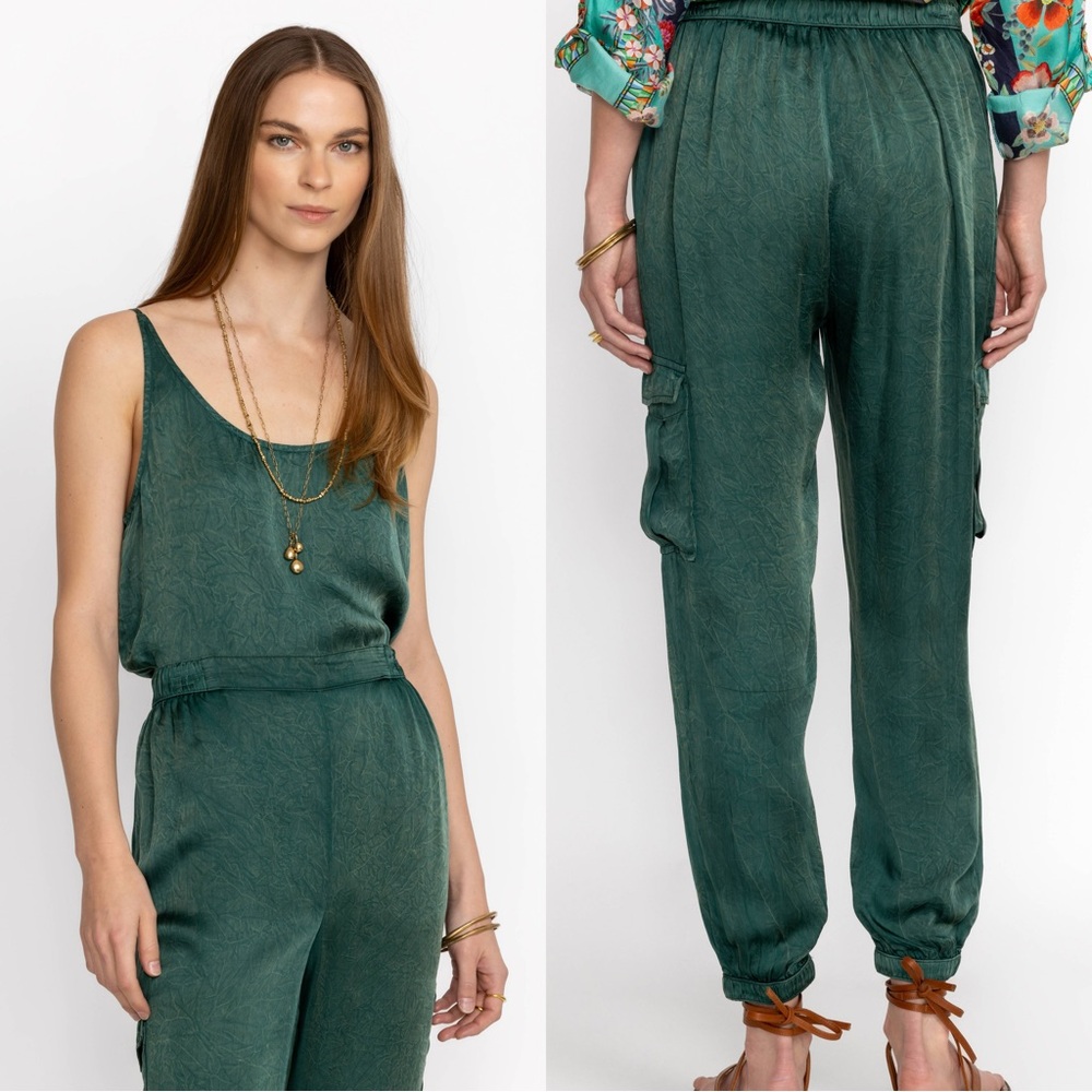 NWOT Johnny Was Khay Viscose Matching Cami Tank And Jogger Set Green Size Medium